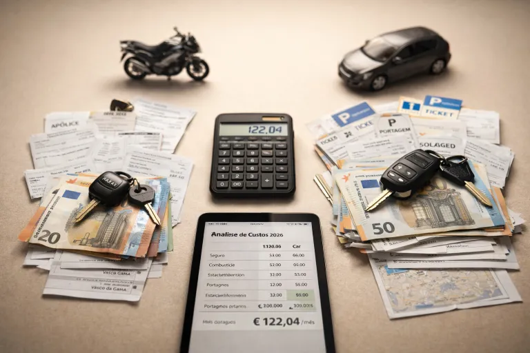 Moto vs Carro Para Trajectos Diários (Commuting) em 2026: Custos Reais Comparados